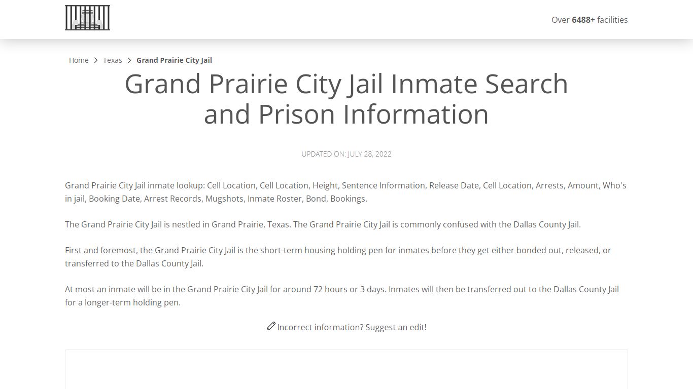 Grand Prairie City Jail Inmate Search, Visitation, Phone ...